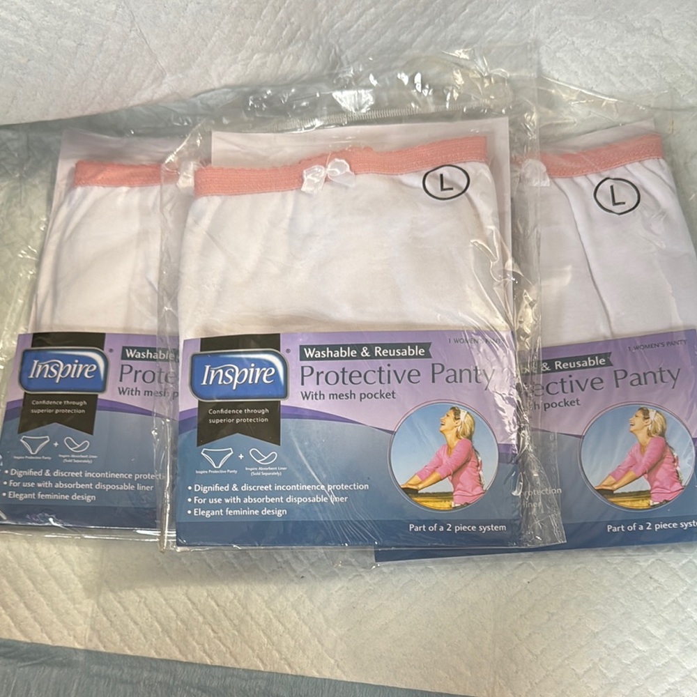 Inspire White Protective Panty with Pink Trim